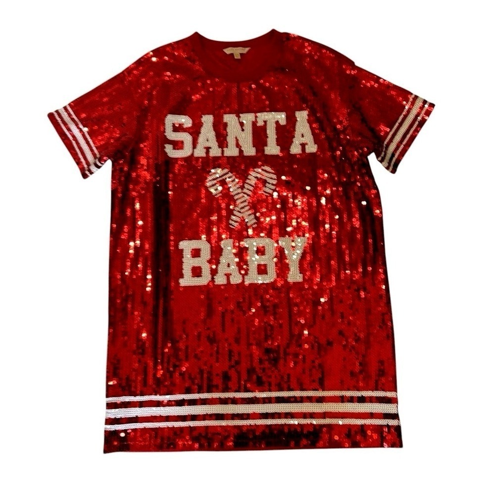 Simply Southern Red Santa Baby Sequin Dress Size S/M Christmas Holiday Party - Picture 2 of 10
